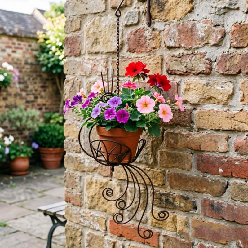 Unique Beautiful Peacocks Themed Hanging Basket Crafted From Weather Resistant Iron For Balcony Garden Patios Courtyard Display