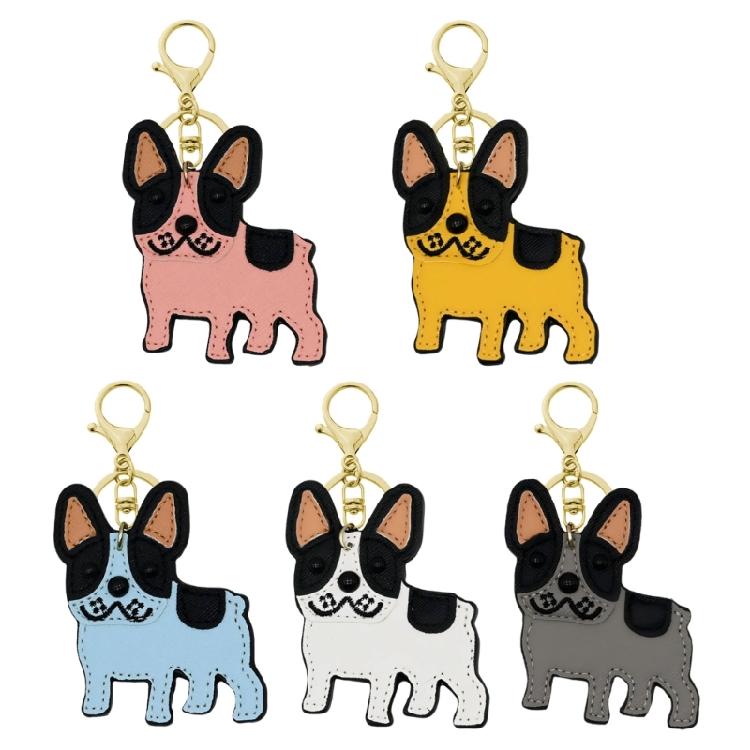 Bulldog Key Holder for Car Keys and Bags PU Leather Keychain Animal Lover Keyring Pendant Stylish Backpack Decoration