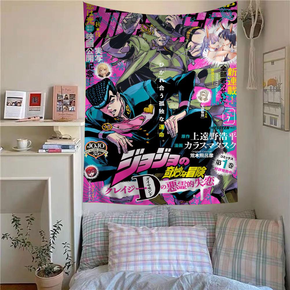 Anime JoJo Bizarre Adventure Retro Tapestry Hippie Flower Style Doubles As Wall Carpets Ideal Hanging for Dorms Home Decor