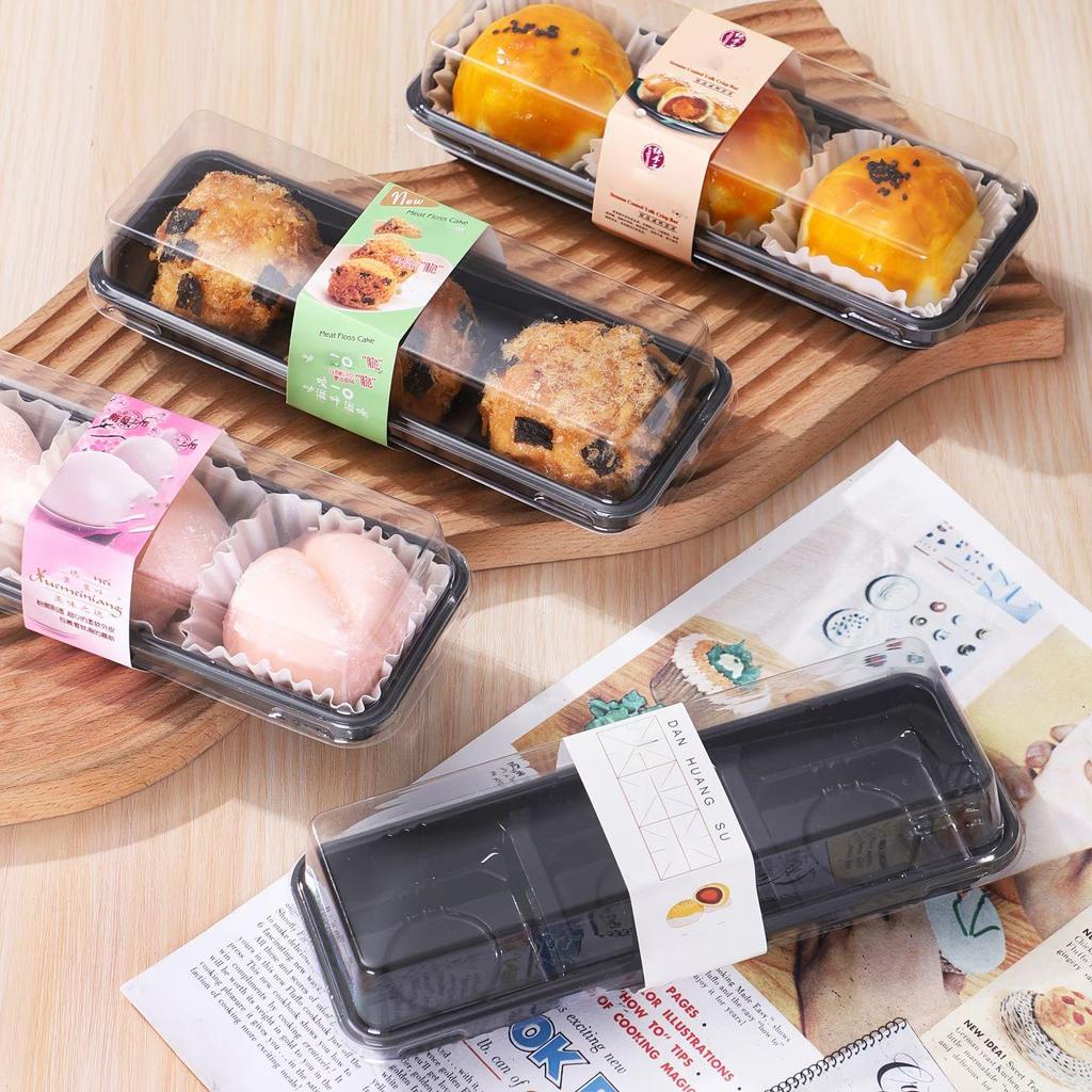 Snow Mochi Mooncake Box: Egg Yolk Crisp & Meat Floss Ice Skin Small Cake Packaging (3 Pieces) - Transparent for Mid-Autumn Festival