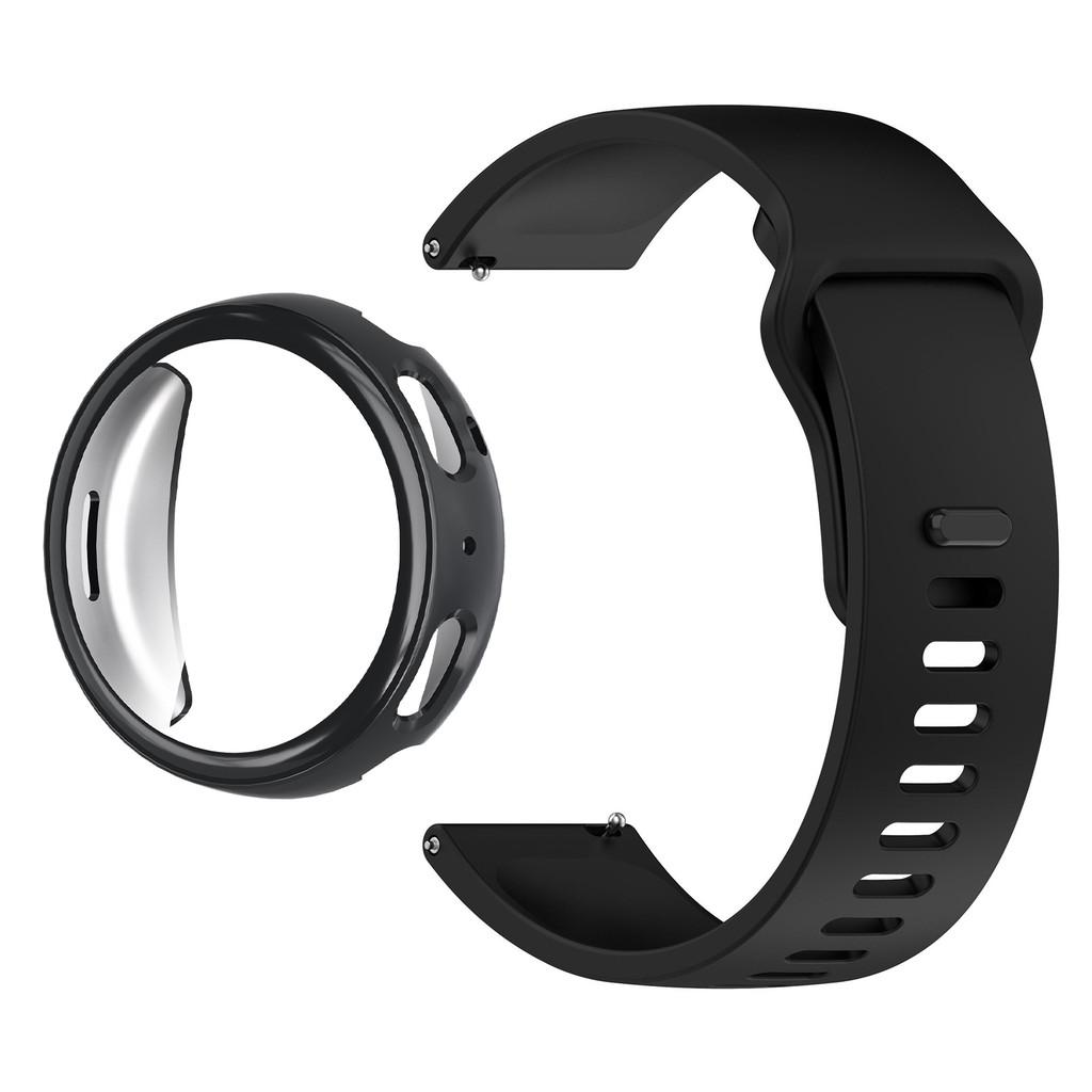Smooth Silicone Watch Band & TPU Full Cover Soft Case for Amazfit Active Max Secure Buckle Sport Strap Set