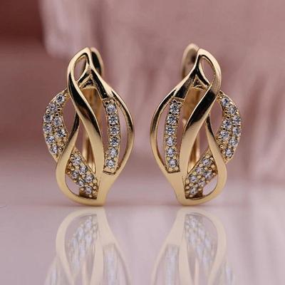 Pendientes Color Oro Rosa Torcidos Irregulares Personalizados Versátiles Pendientes Diseño Calado Pendientes para Mujer