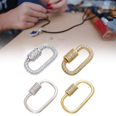 Cubic Zirconia Carabiner Clasp Charm Versatile Rhinestones Brooch Pin Pendant Necklace Connector Jewelry Accessories