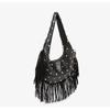 Yogodlns Fashion Personality Women's Underarm Bag Retro Leather Texture Tassel Rivet Bag Versatile Simple Trend Shoulder Bag