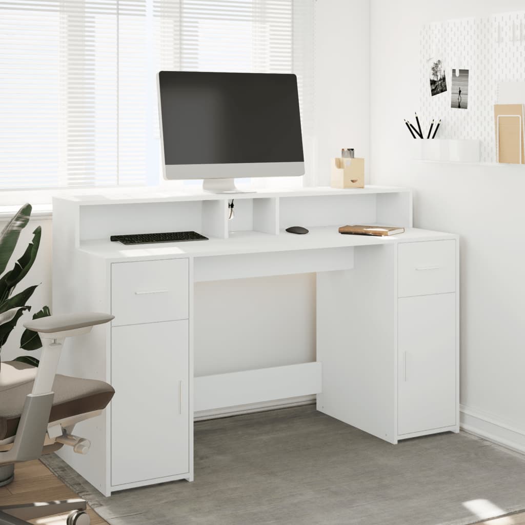 Mesa de Escritório LED Branca 140 x 55 x 91 cm Aglomerado
