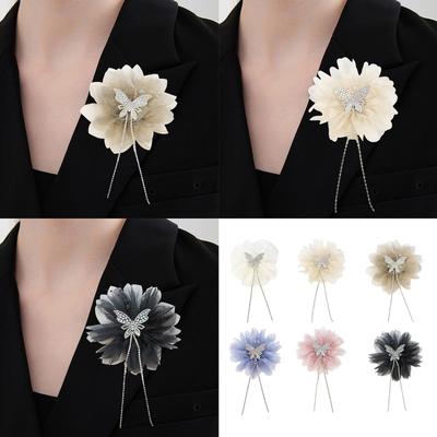 Blumen Perlenstoff Applikation Kristall Aufnähen Brosche Haarspange für Hochzeit/ Abendkleid Kleidung Brosche