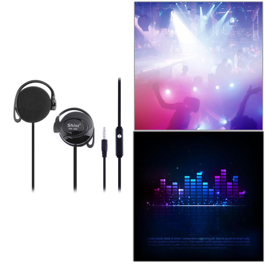 SHINI SN 360 Ear Hook Headsets 3.5mm Wired Stereo Earphone Game Sports Headphone with Mic for Phone Headset