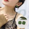 Geometric Green Retro Korean Square Earrings for Women