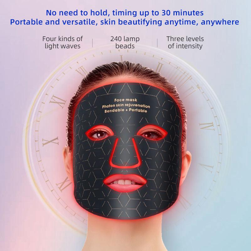 LED Silicone Facial Photorejuvenation Mask with Red and Blue Light Therapy