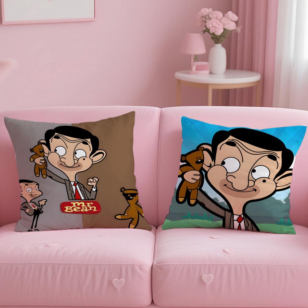 Classic Comedy Character Mr. Bean Cushion Cover Soft & Easy-Wash Pillow Case – Versatile for Couch, Bed, Travel and Office