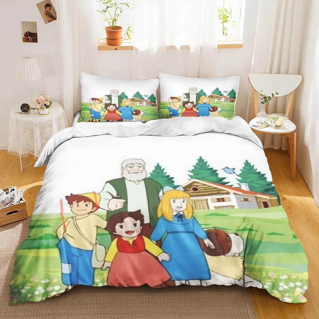 Catoon 3D Gedruckte Bettbezug Kissenbezug Heidi Mädchen Bettwäsche Set Jugend Kinder Mädchen Jungen Geburtstag Schlafzimmer Dekoration 2/3 Stück Set