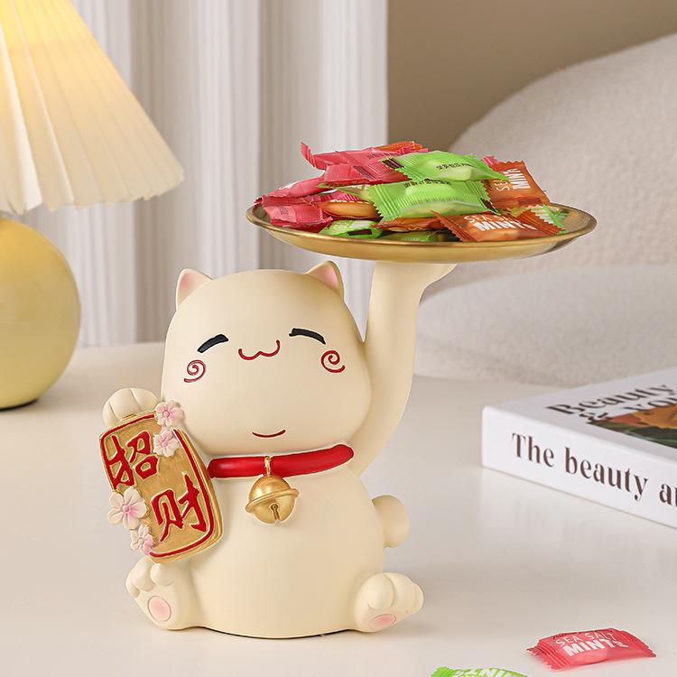 Cat-Shaped Snack and Fruit Tray - Light Luxury Ornament for Desk or Bar