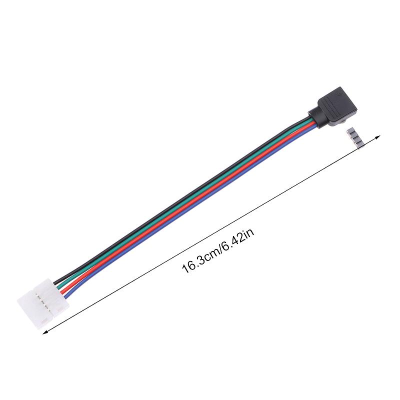 5Pcs 5050 Led Rgb Strip Light Connector 4 Pin Conductor Strip To Controller Jumper Solderless Clip On Pigtail Power Adapter