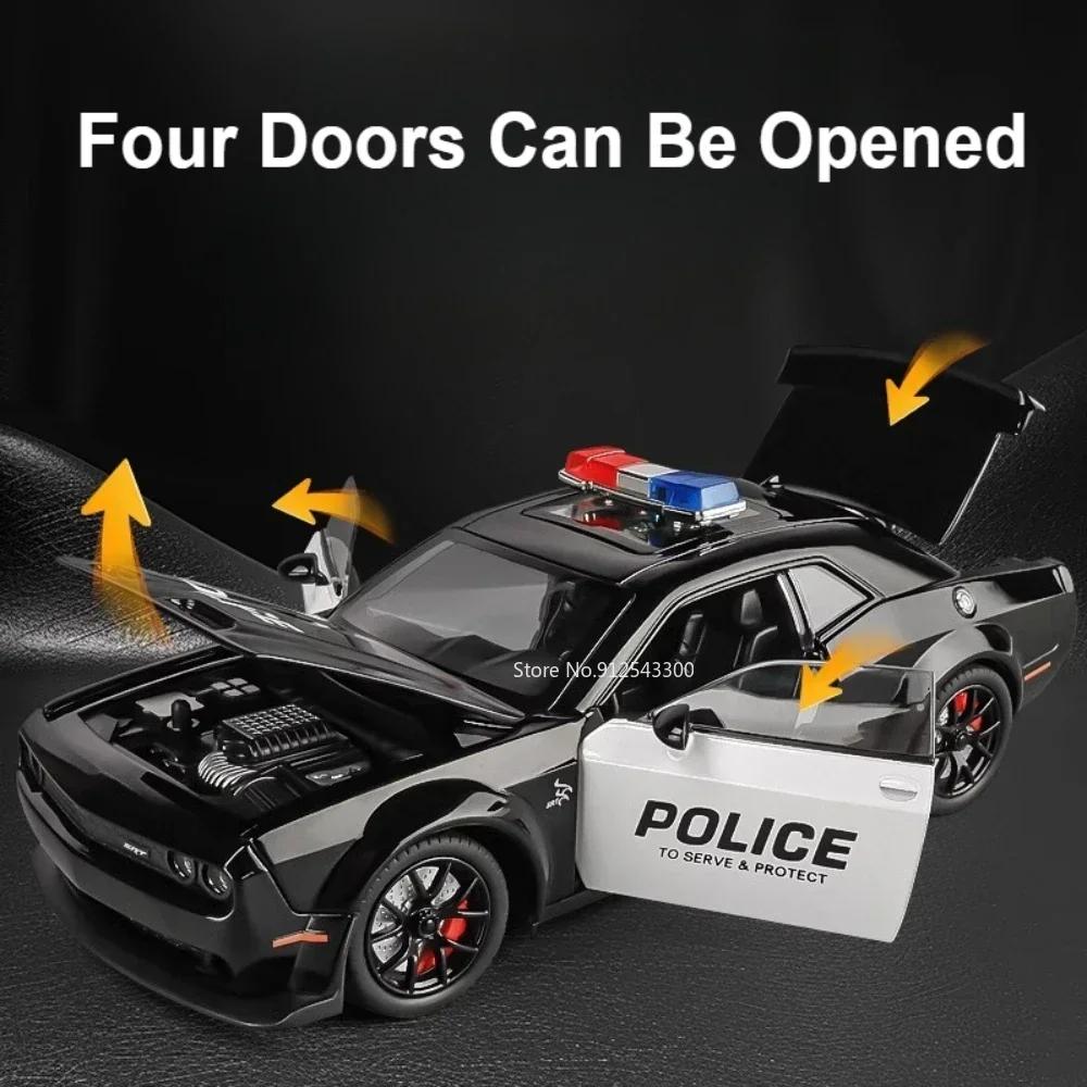 1:24 Scale SRT Hellcat Prado LC250 Police Car Model Toy Doors Opened Pull Back Light Music Miniature Vehicles Kids Boys Gifts