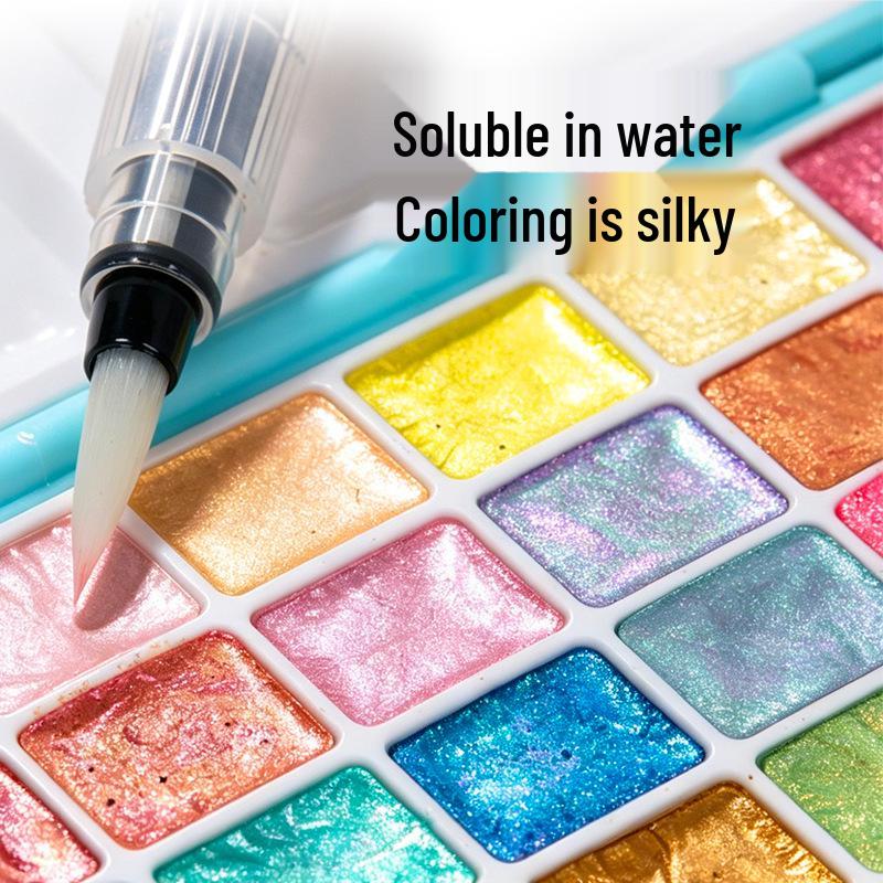 Pearlescent Watercolor Set: 24 Colors for Beginners & Art Students, Portable for Doodling & Painting
