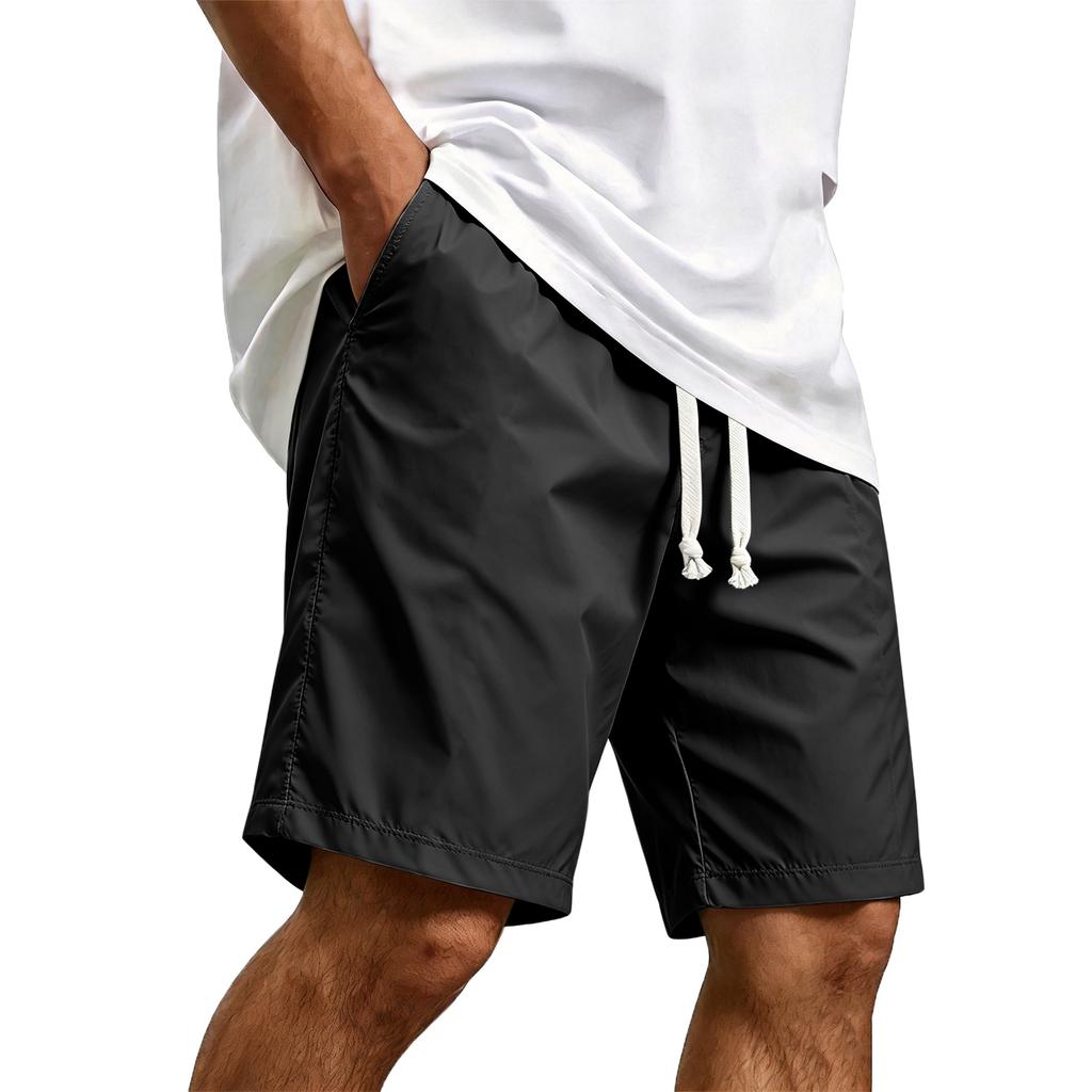 Men's Casual Quick Dry Drawstring Shorts Lightweight Breathable Five-Point Beach Pants Suitable for Outdoor Activities and Daily Wear