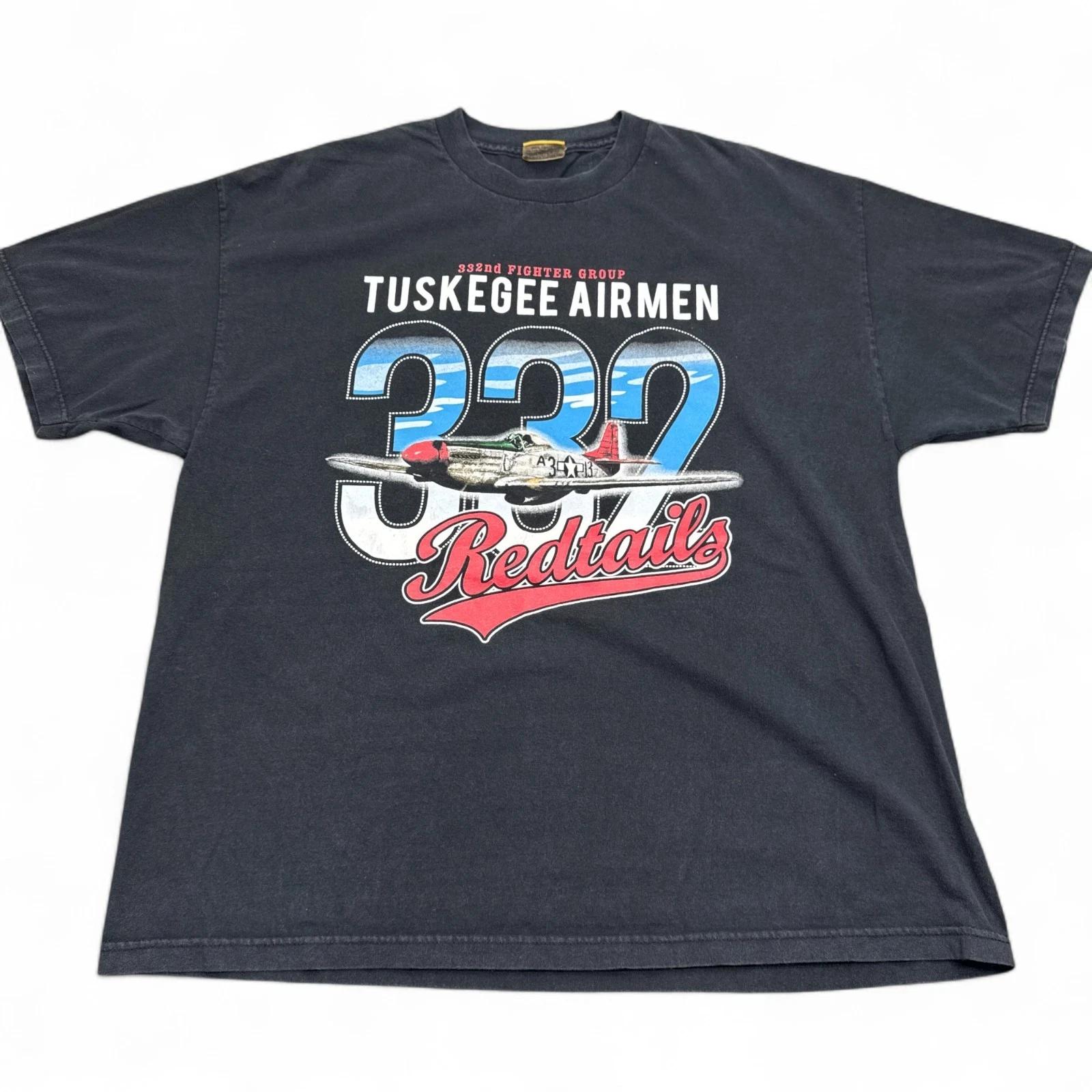 Tuskegee Airmen Redtails T Shirt Mens Size 2XL XXL Faded Black Vintage Style S