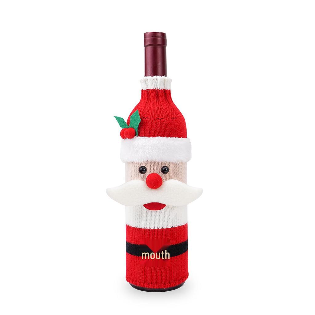 Knitted Santa & Snowman Wine Bottle Covers - Christmas Party Decor