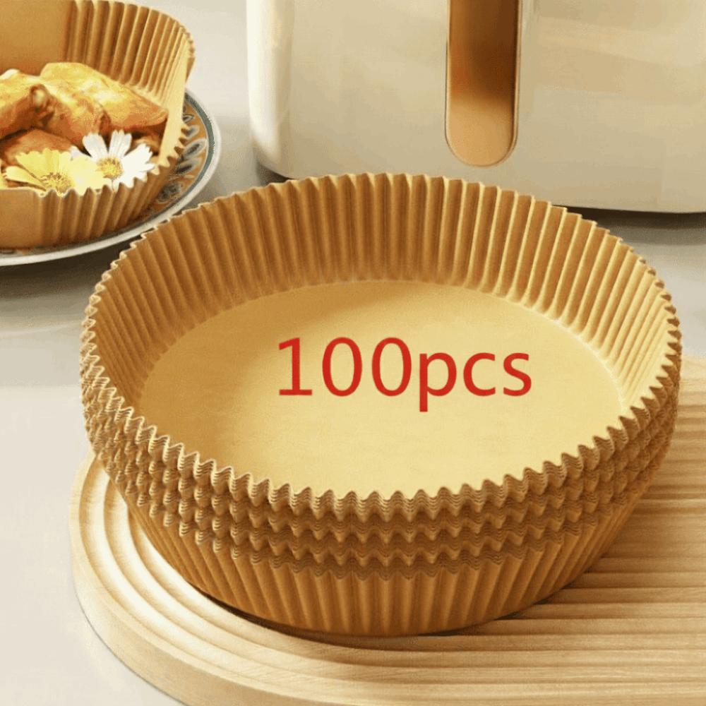 50/100 Pcs Heat Resistant Baking Paper Bowl Non-Stick Oil-Absorbing Paper Air Fryer Paper Oven