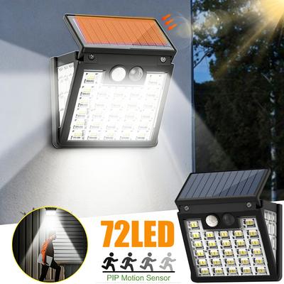 72LED Solar Powered Motion Sensor Light Wall Mount Solar Lights Outdoor Sunlight IP65 Waterproof Lamp Garden Garage Yard Pathway
