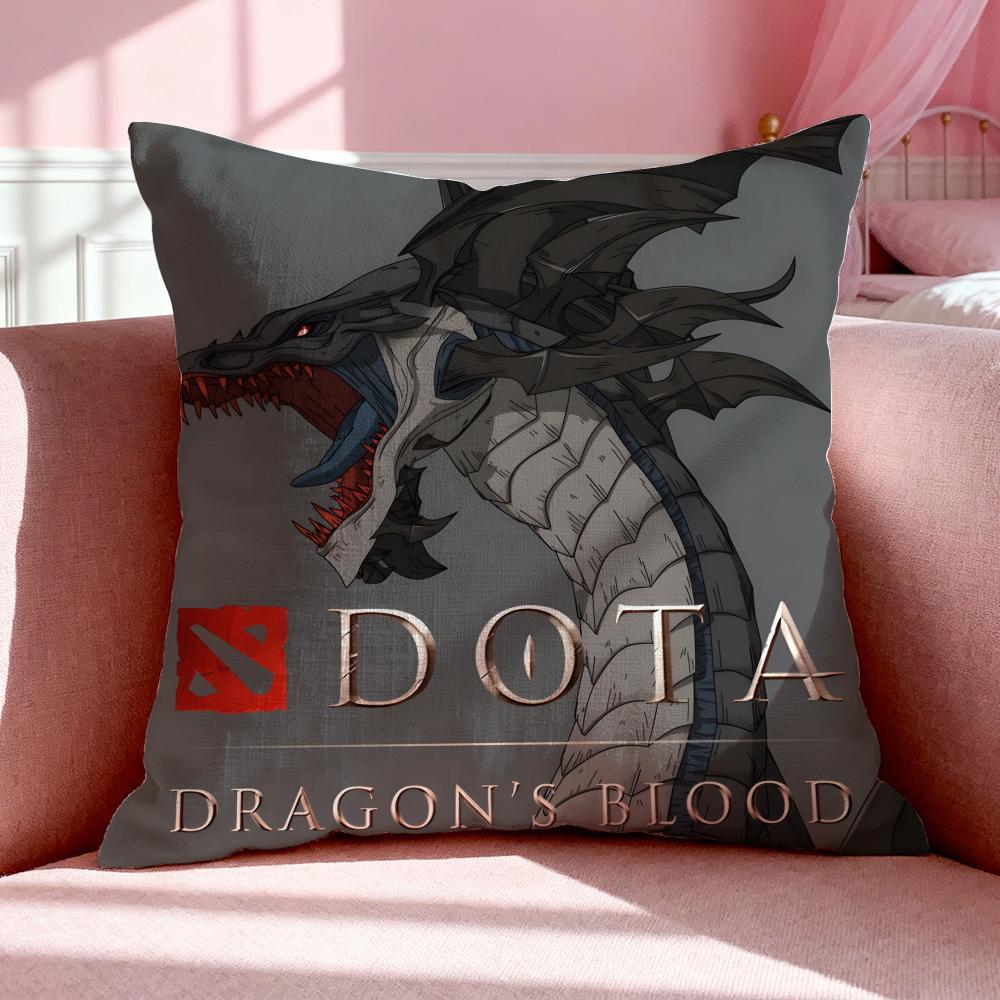 Anime D-Dota: Dragon'S Blood Cushion Cover Breathable Linen Pillowcase Summer Odorless Eco-Friendly Invisible Zipper Washable