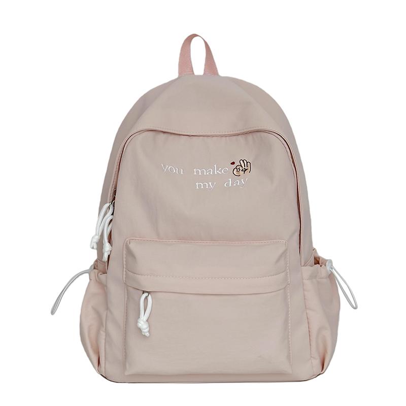 Embroidered Letter Backpack Student Schoolbag Women s Travel Lightweight Backpack Small
