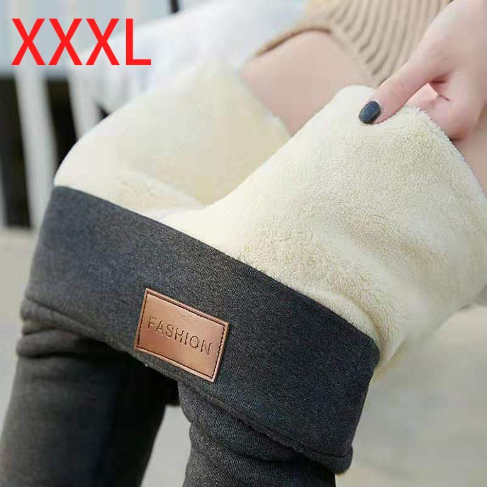 High Waist Wool Fleece Trousers Cashmere Lambskin Women Leggings Winter Thicken Leggings Warm Pants