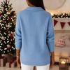 Women's Fashion Knitted Lapel Color Chunky Knit Top