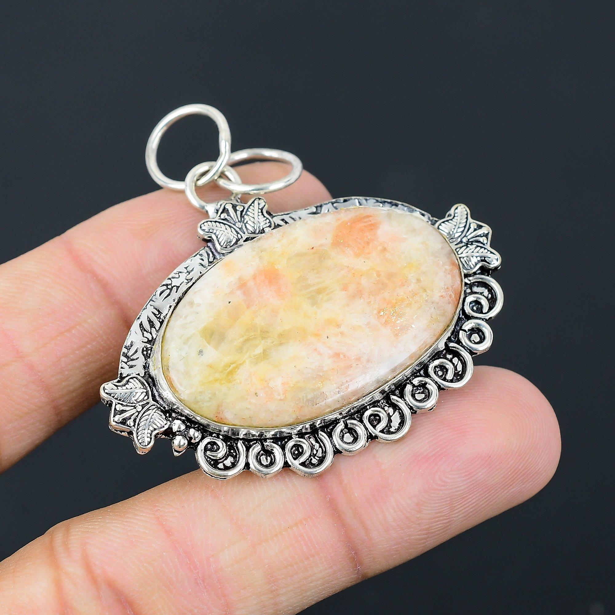 Friendship Day Deal Sunstone Gemstone Sterling Silver Wedding Pendant Jewelry