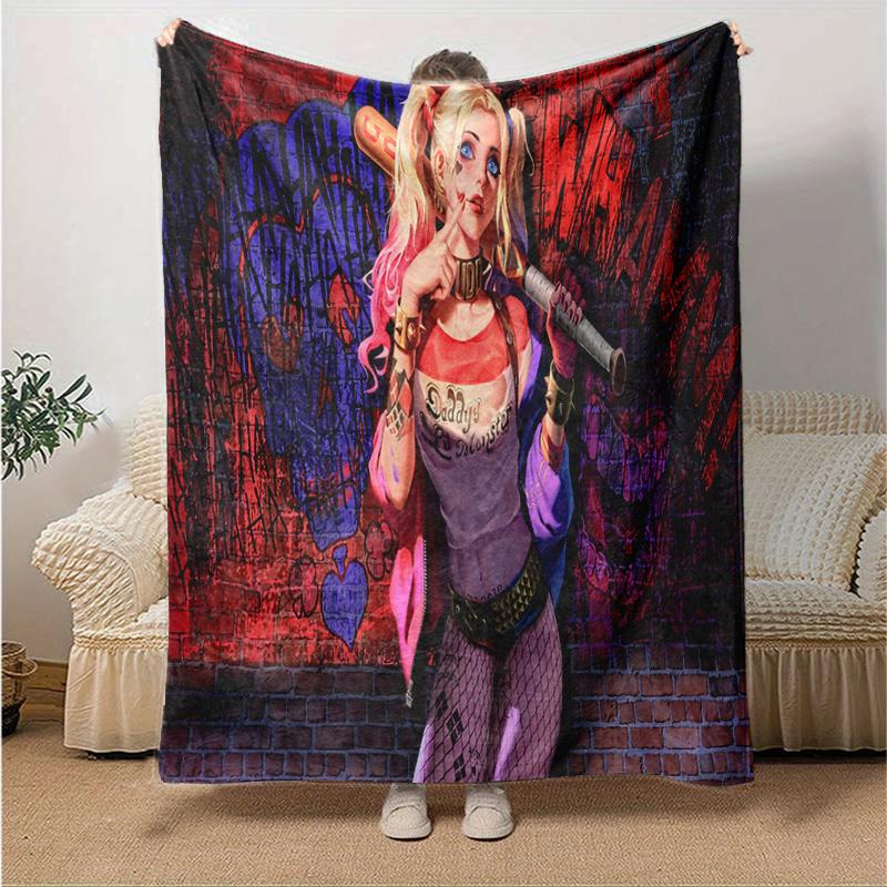 Harley Quinn's Wild Adventure T-Shirt: Bold Graphic Tee for Fans!Print Blanket, Soft Blanket For Sofa Office Bed And Travelling Daughter Bir