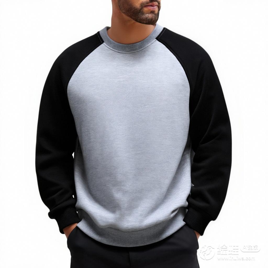 Men's And Women's Casual Color-blocked American Retro Round-neck Hoodie, Men's Long-sleeved Base Layer And Pullover Hoodie