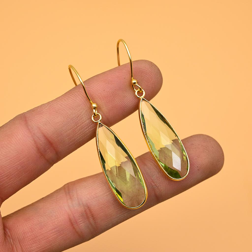 Зеленый аметист, драгоценный камень, 10-каратное золото, серебряные ...