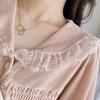 Golden velvet pajamas set new women's autumn and winter long-sleeved trousers lace lace air conditioner clothes cardigan loungewear
