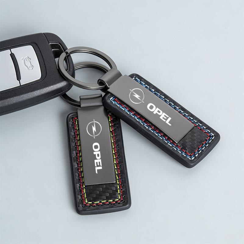 Nyckelringshänge i kolfiberläder, bilnyckelringshänge För Opel Astra j g Insignia Corsa d Vectra c Zafira a Bilprylar