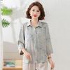 Stylish Three-Quarter Sleeve Plus Size Summer Shirt for Middle-Aged Women