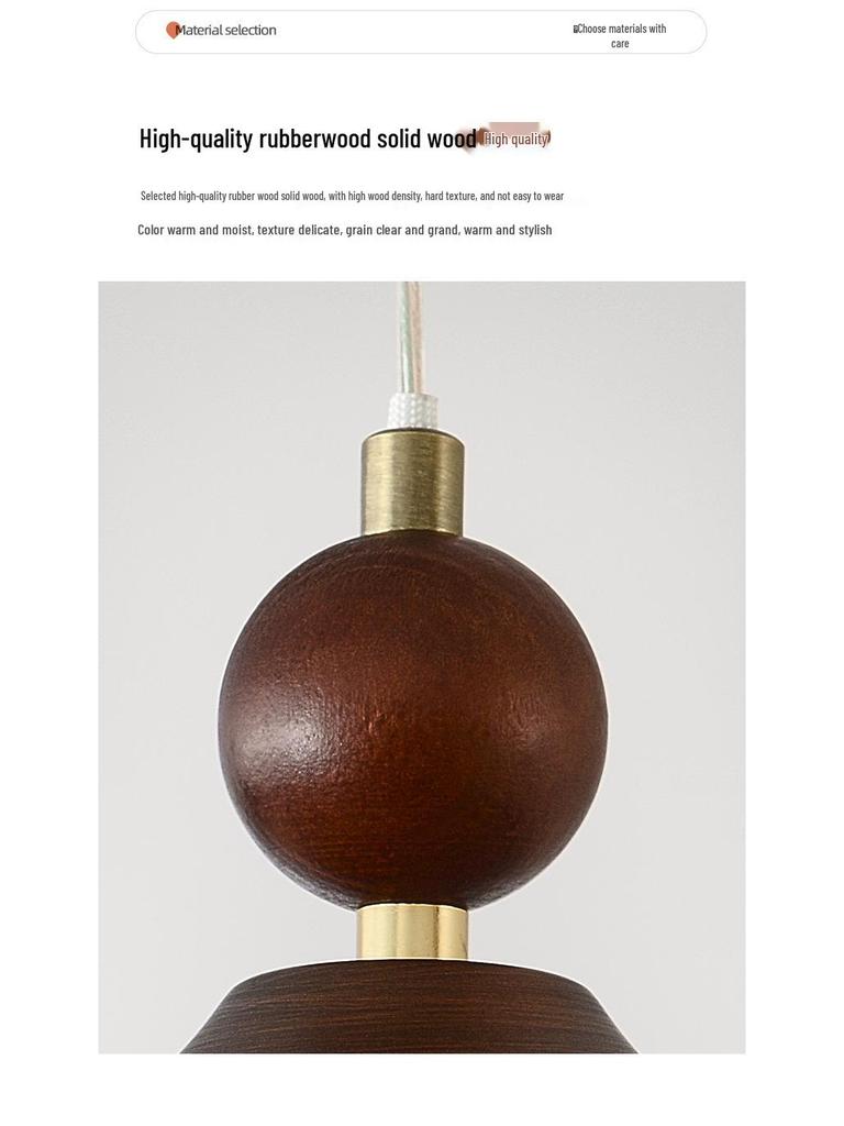 Walnut Retro Chandelier, Eye-Protective Lamp for Chinese Restaurant, Bar, Bedside, or Study.