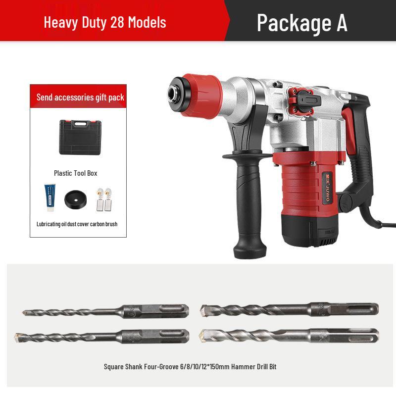 Dual-Use Electric Hammer & Pickaxe: Multi-Function High-Power Impact & Electric Drill for Concrete and Household Use.