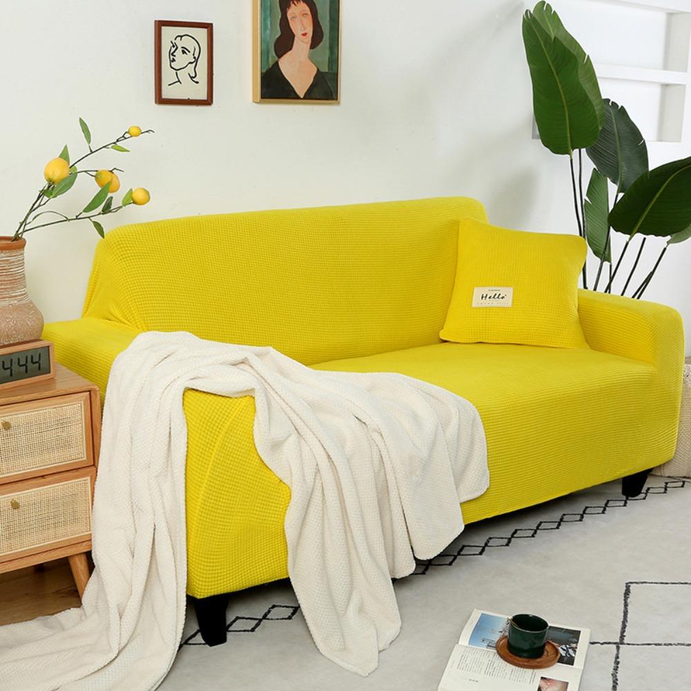 Stretchable Sofa Cover Full Enclosure Corn Kernel Pattern Dustproof Slip-Resistant Living Room Couch Protector