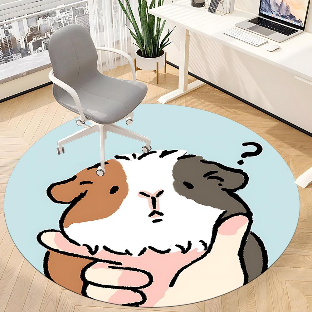 1pc Guinea Pig Office Round Rug, Non-slip, Soft and Durable Office Rug for Interior Decoration, Perfect for Office, Beautiful Decoration yy260323023