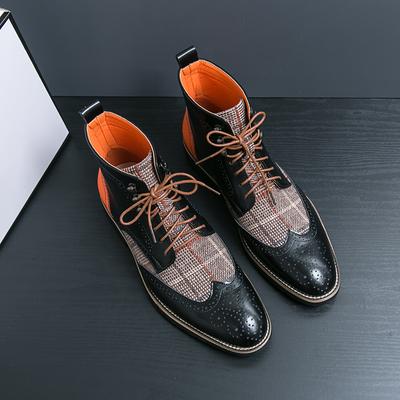 Scarpe Casual da Uomo Alte alla Caviglia in Pelle Vendita Calda Stivali Classici da Uomo Stile Britannico Scarpe Brogue Business Passeggio Tempo Libero Stivali Base