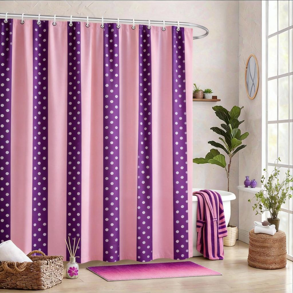 Soft Stripe Shower Curtain 180x180cm – Pastel Rainbow Colors, Minimalist Bathroom Decor Gift, 12 Hooks