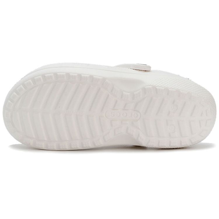 Crocs Unisex Classic Lined Clog White/Grey Warm Comfort Slip On 203591-10M