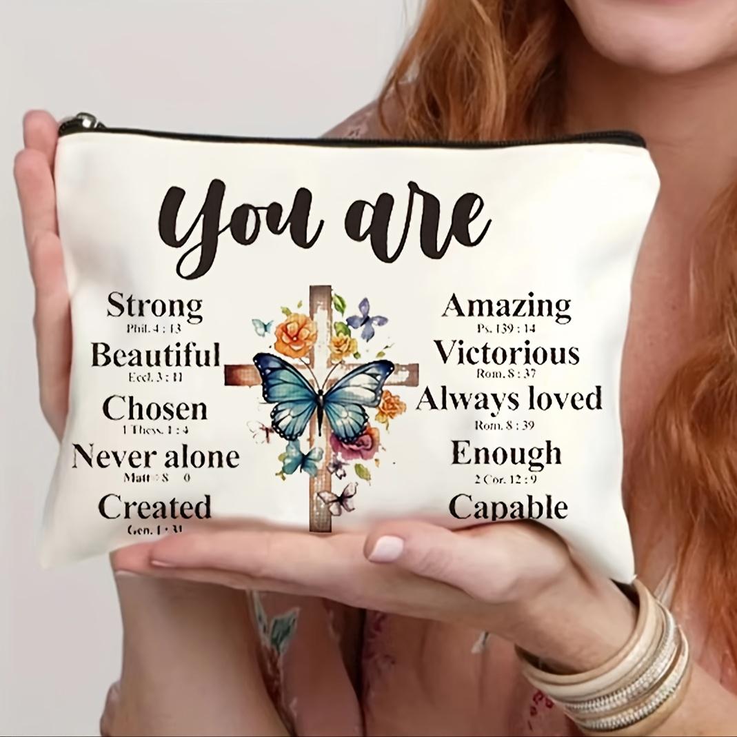 

Bible Verse Cosmetic Bag Makeup Bag, Zipper Pouch, Lightweight Makeup Organizer For Travel, For Women And Men Canvas