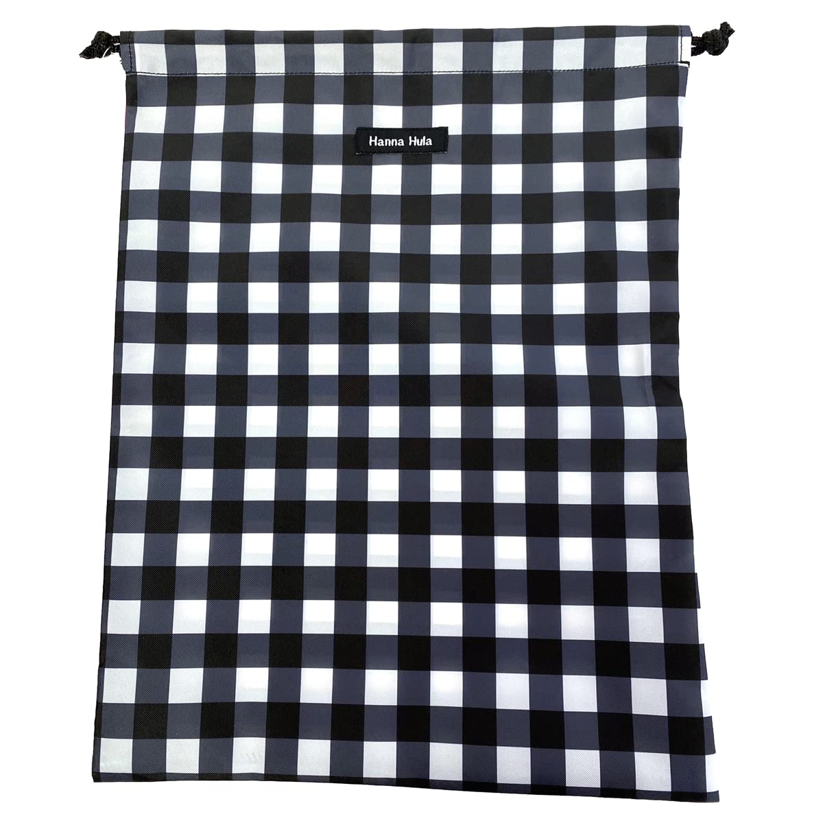 

Hanna Hula Deodorizing Drawstring Gingham Black Bag, Large, Antibacterial,