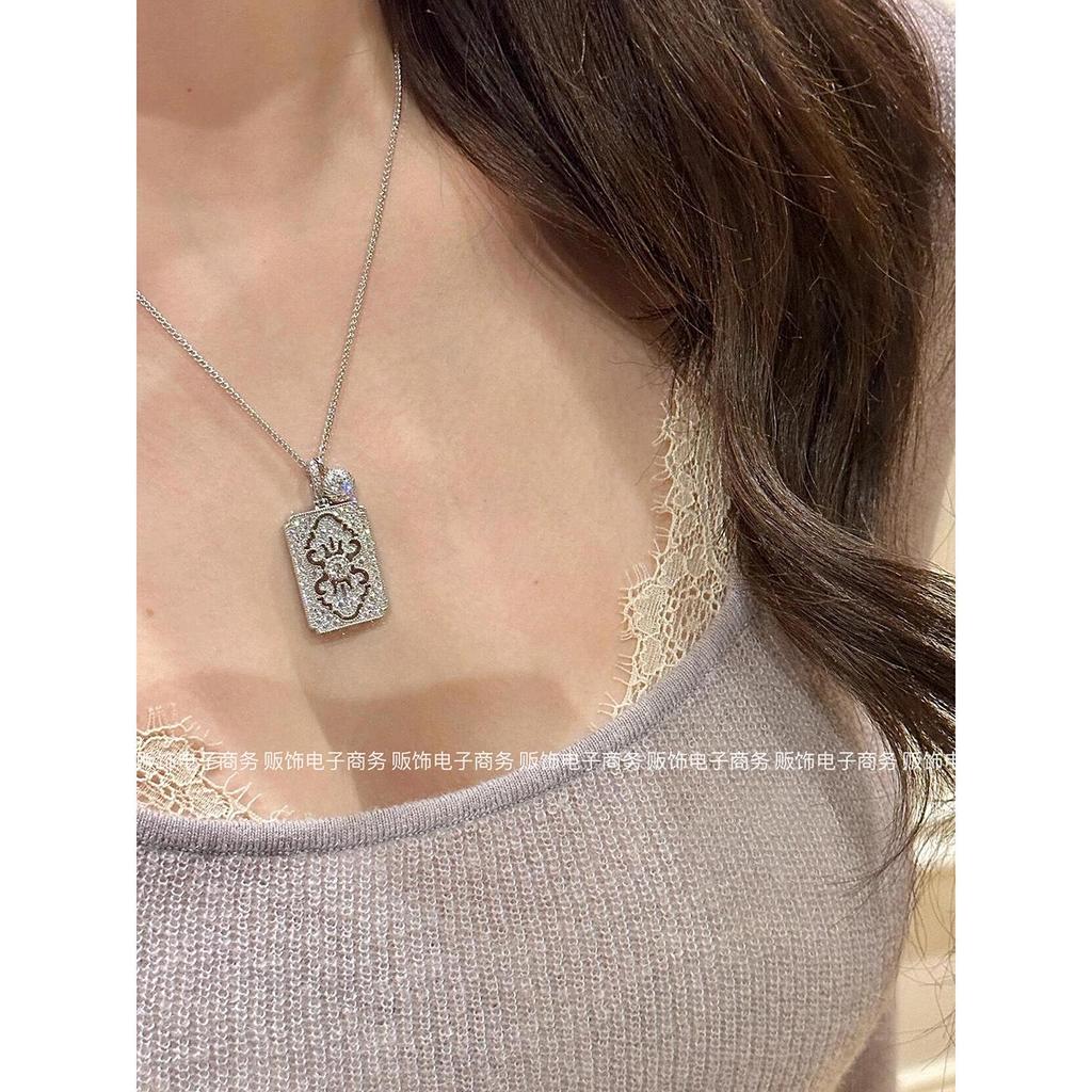 Dámský vysoce kvalitní stříbrný diamantový přívěsek na náhrdelníku - Nádherný lehký luxusní choker