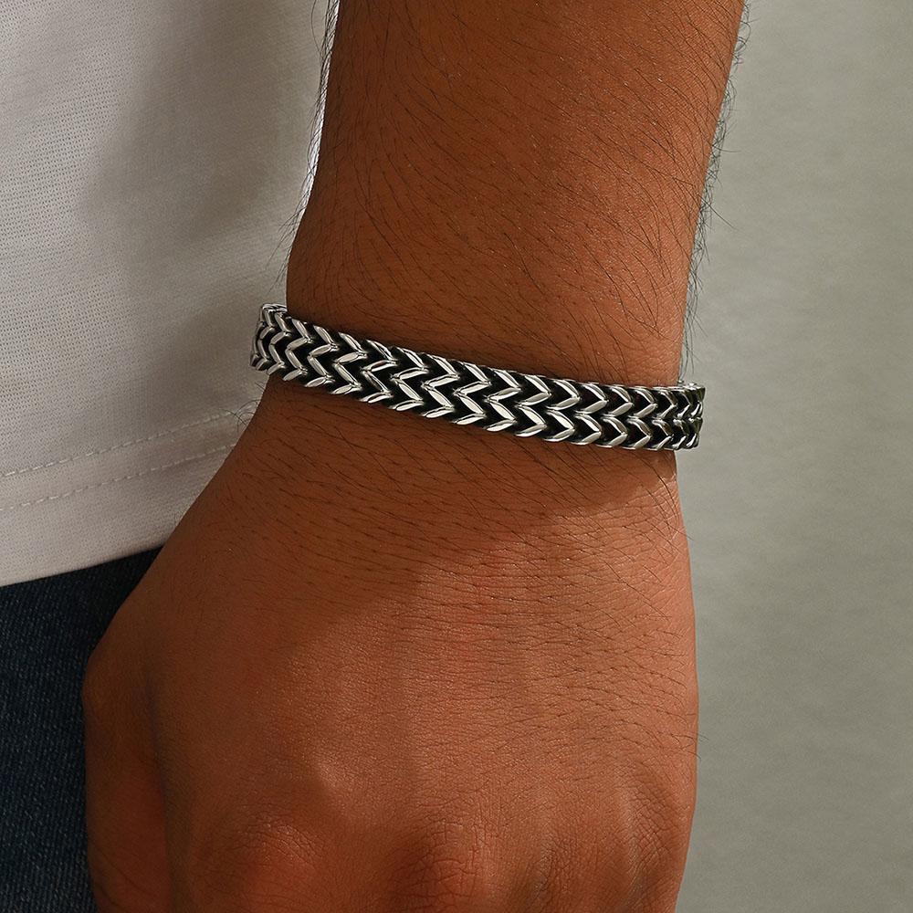 6MM Fashion Jewelry Stainless Steel Hand Bracelet Double Layer Woven Dragon Bone Chain Chain Secure Lobster Clasp  for Men Jewelry