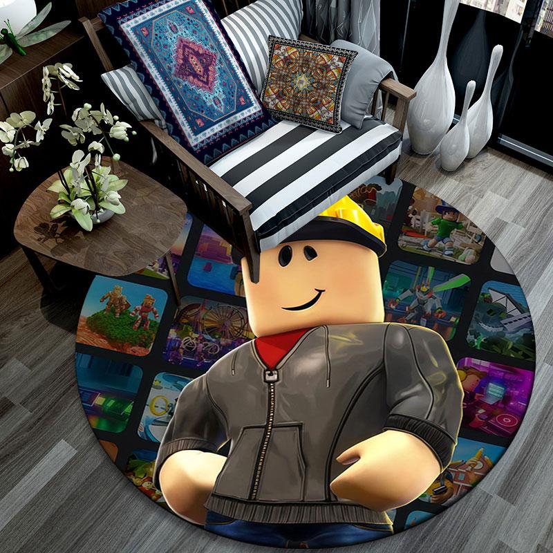 Roblox pattern round rug,Carpet Rug for Living Room Bedroom Playroom ,Non-slip Floor Mat,Holiday Gifts and Birthday Gifts.