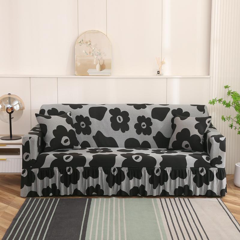 1/2/3/4 seater sofa Couch Cover with Skirt Durable Washable High Elastic Stretchable Easy Fit Universal Furniture Protector