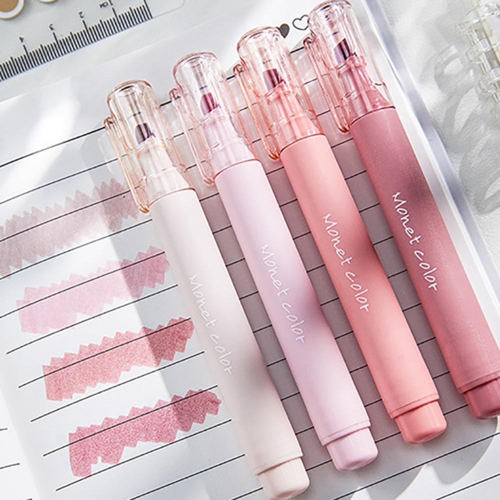 

4pcs Pastel Colors Highlighters Colored Marking Drawing Pen Colored Mark Pen School Office рожевий