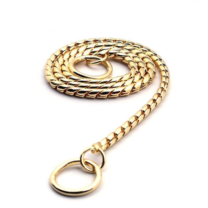 Snake Chain Dog Puppy Show Collars Decoration Metal Training P Choke Collar Gold